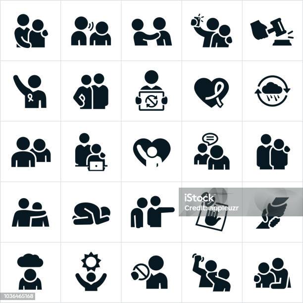 Sexual Harassment In The Workplace Icons Stock Illustration - Download Image Now - Icon Symbol, Harassment, Bullying