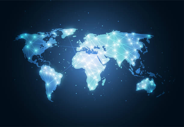 istock Global network connection. World map point and line composition concept of global business. Vector Illustration 1036473370