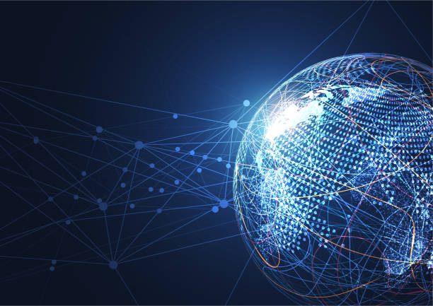 istock Global network connection. World map point and line composition concept of global business. Vector Illustration 1036473602