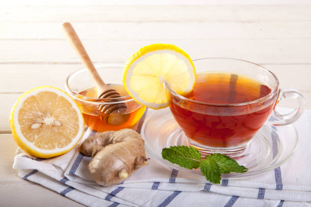 té de limón - ginger tea cup cold and flu tea fotografías e imágenes de stock