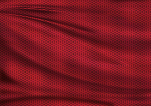 Red texture textile fabric background, football illustration