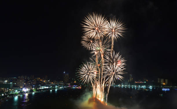 istock Fireworks night scene in pattaya , thailand 1036528342