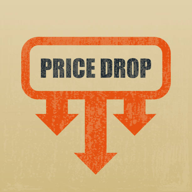 ilustrações de stock, clip art, desenhos animados e ícones de price drop icon with grunge texture - cut price