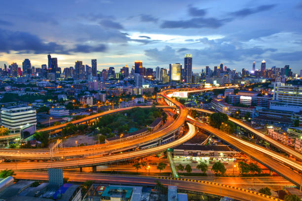 istock Bangkok city central business with highway interchanged 1036545008