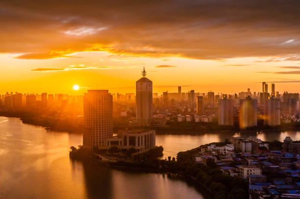 istock Dramatic scenery sunset of the city cente 1036558074
