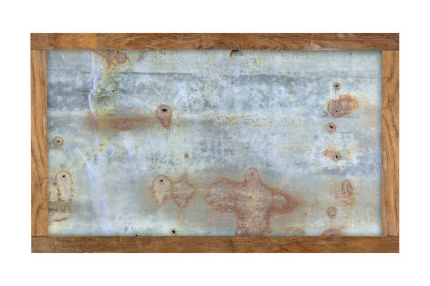 istock Wooden frame with old zinc background 1036558822