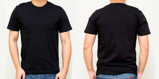 istock Black T-Shirt front and back, Mock up template for design print 1036562762