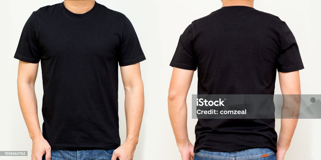 Black Tshirt Front And Back Mock Up Template For Design Print