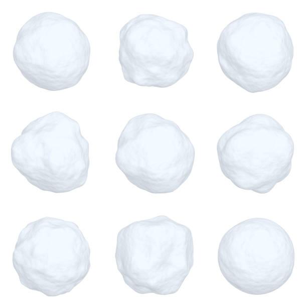 conjunto de bolas de neve isolado. - snowball snow play throwing - fotografias e filmes do acervo