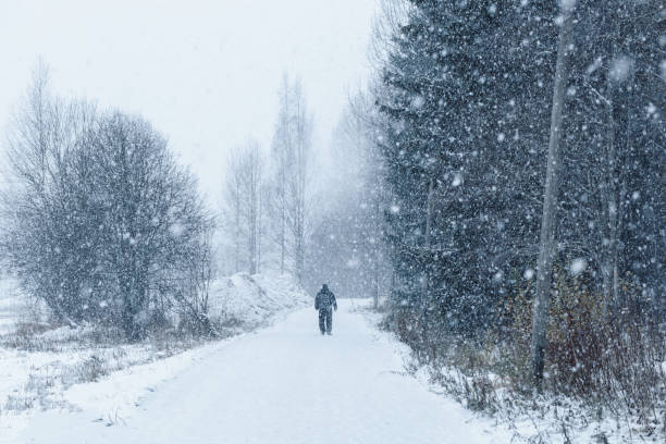 istock Snowy day in the park, outgoing man 1036582308