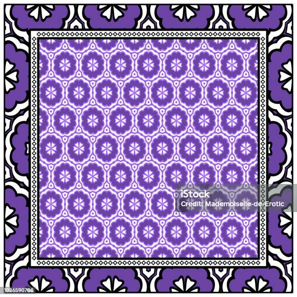 Floral Geometric Pattern Vector Illustration For Fabric Textile Bandana Scarg Print Stock Illustration - Download Image Now