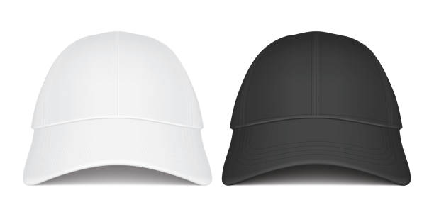 ilustrações de stock, clip art, desenhos animados e ícones de white and black caps on white background front view vector - cap template hat clothing