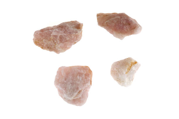 istock Pink quartz. stone pink quartz set isolated on white background. quartz mineral stone 1036604120