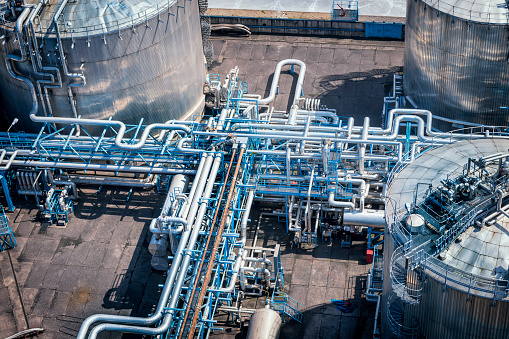 Industrial storage tanks in the Refinery