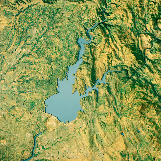 istock Folsom Lake 3D Render Topographic Map Color 1036606332