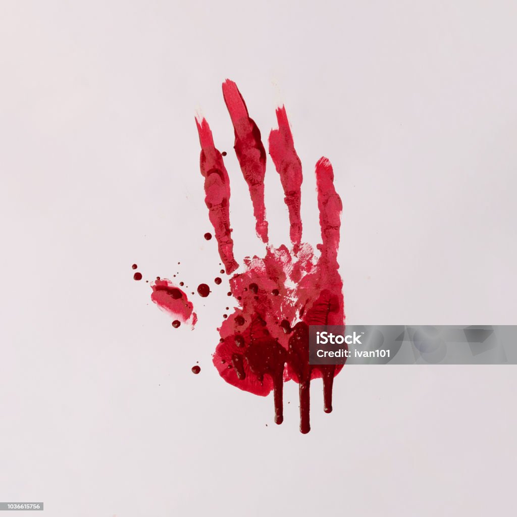 Spaventosa impronta a mano insanguinata. - Foto stock royalty-free di Sangue