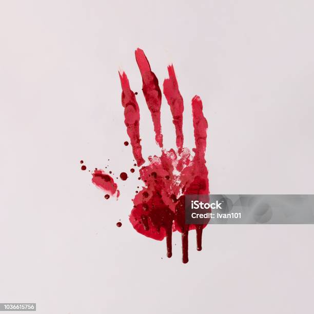 Spaventosa Impronta A Mano Insanguinata - Fotografie stock e altre immagini di Sangue - Sangue, Mano, Imbrattato