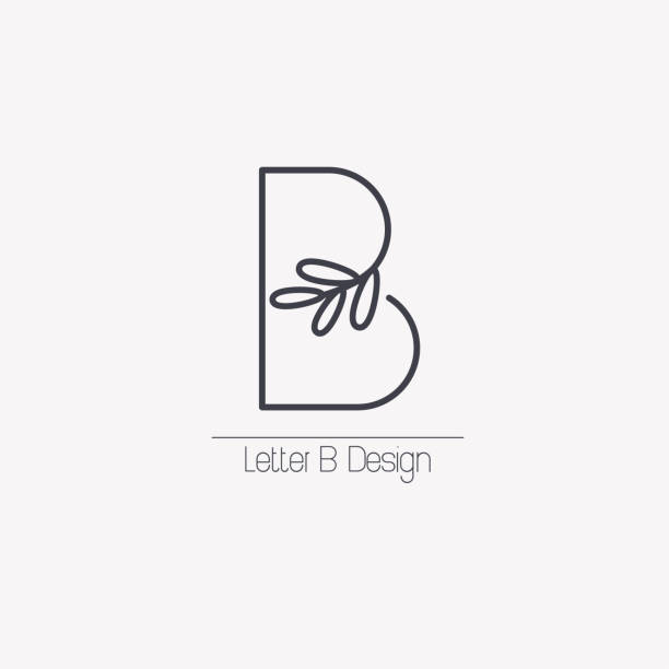 Vector line decorative letter B icon with decorative elements in the form of an elegant leaf branch. Vector line decorative letter B icon with decorative elements in the form of an elegant leaf branch. letter b illustrations stock illustrations