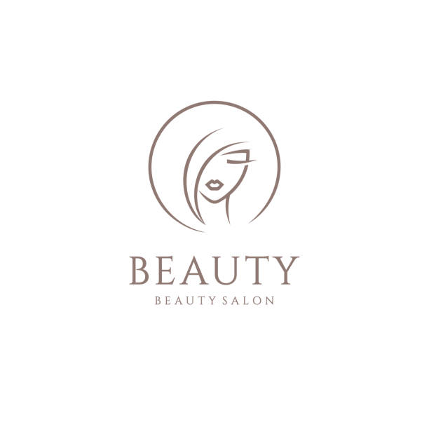 Vector emblem design for beauty salon, hair salon, cosmetic Vector emblem design for beauty salon, hair salon, cosmetic facial mask woman stock illustrations