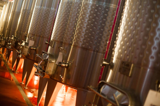 istock Steel tanks in a wine cellar 1036625528