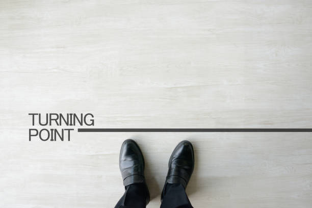 istock Business man standing on turning point 1036636570