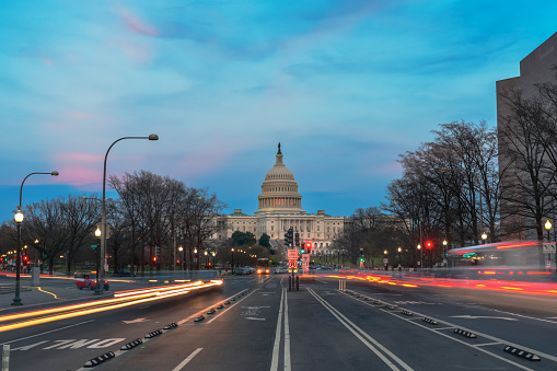 View of Capitol Building at dusk, Washington DC