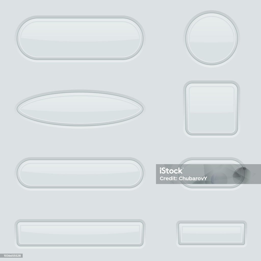 White Buttons Set 3d Web Interface Elements Stock Illustration ...
