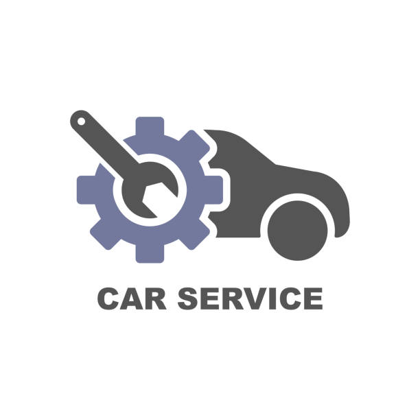 ilustrações, clipart, desenhos animados e ícones de ícone do serviço de carro. logotipo de reparação de cuidados. eps - garage