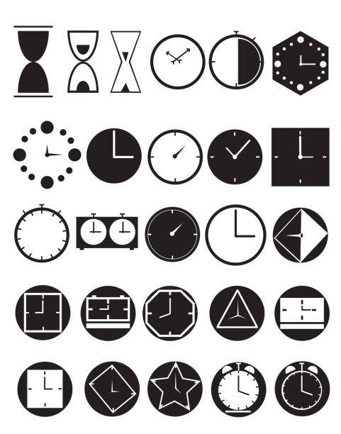 ilustrações de stock, clip art, desenhos animados e ícones de clock icons on a white background. - 11927