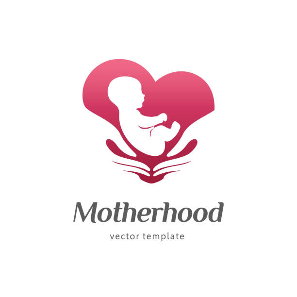 vorlage der mutterschaft, babypflege, familienliebe, schwangerschaft, geburt - midwife stock-grafiken, -clipart, -cartoons und -symbole