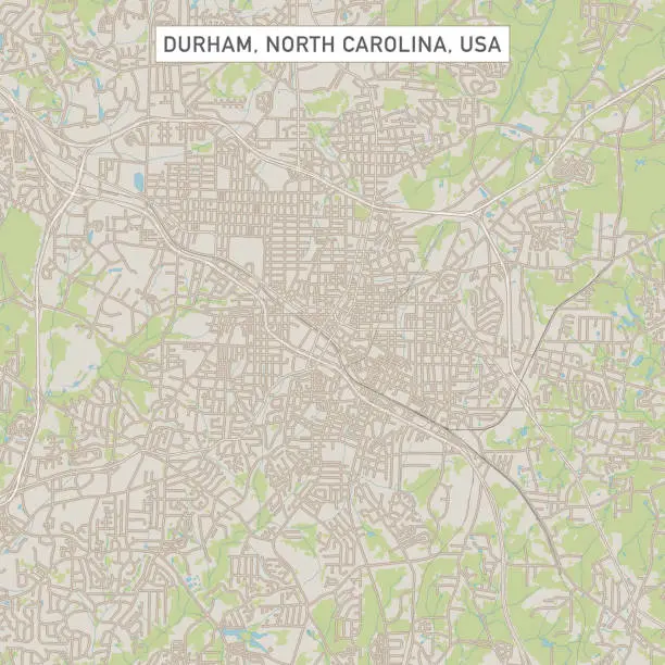 Vector illustration of Durham North Carolina US City Street Map