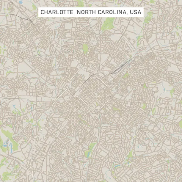 Vector illustration of Charlotte North Carolina US City Street Map