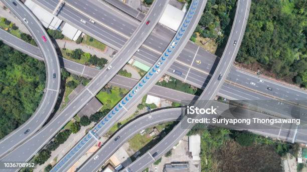 Five Connection Intersection Aerial View Road Or Highway Network Connection Or Intersection For ...