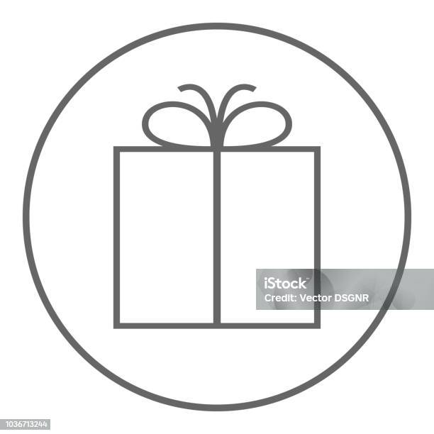 Gift Box With Ribbon Vector Icon Stock Illustration - Download Image Now - Anniversary, Badge, Black Color
