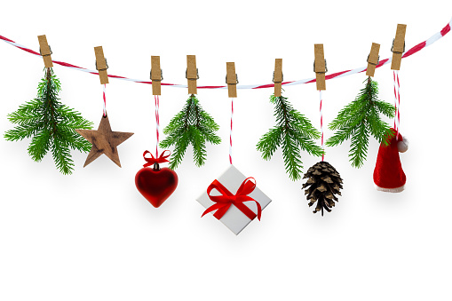 xmas decoration composition on white background