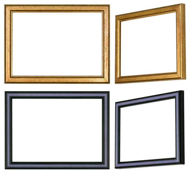 3D wood frame. Picture frame for design menu isolated on white background. Realistic border wooden rectangular natural frame with shadow.