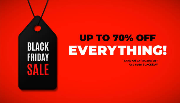 czarny piątek sprzedaży web banner design z nowoczesnymi kolorami czarno-czerwonymi. - black friday stock illustrations