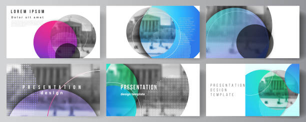 The minimalistic abstract vector illustration of the editable layout of the presentation slides design business templates. Creative modern bright background with colorful circles and round shapes. The minimalistic abstract vector illustration of the editable layout of the presentation slides design business templates. Creative modern bright background with colorful circles and round shapes report document photos stock illustrations
