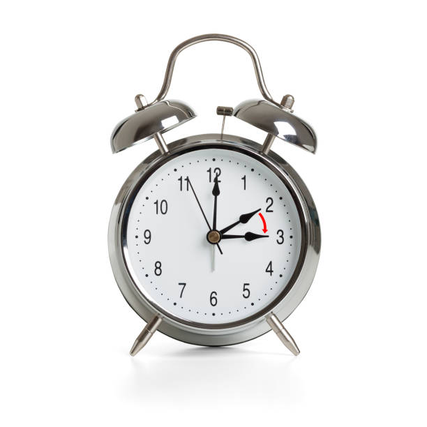 istock Clock time changing to summer time isolated on white background 1036758068
