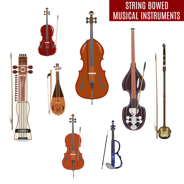 Vector Set Of String Bowed Musical Instruments Stock Illustration