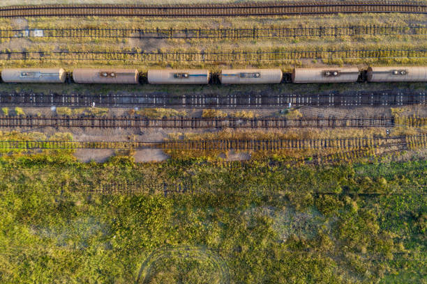 istock Aerial view of freight trains 1036761936
