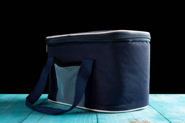 istock side view grey and blue lunch pack carrier on a wood table on black background 1036773884