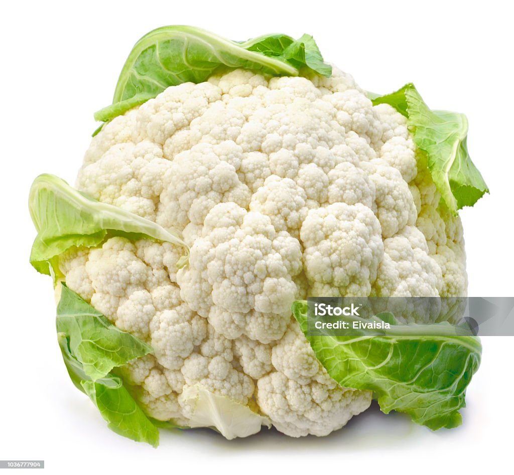 Raw cauliflower, whole vegetable Raw cauliflower, whole vegetable. Fresh cauliflower, isolated on white background. Cauliflower Stock Photo