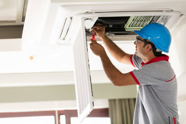 Air conditioner install stock photo