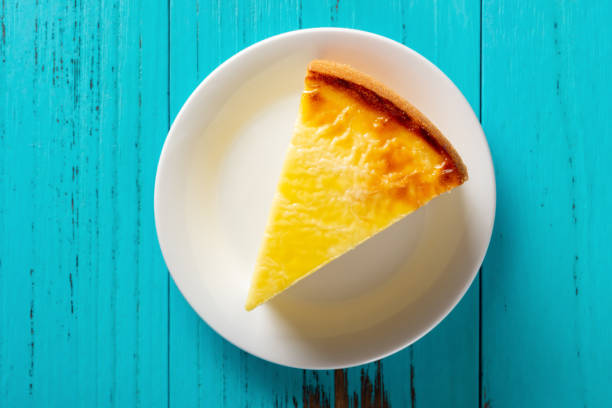 istock top view studio shoot of home made cheese cake on a blue table 1036778838