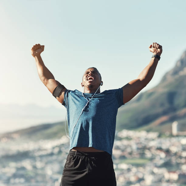 istock Victory is mine because I completed my fitness run 1036780612