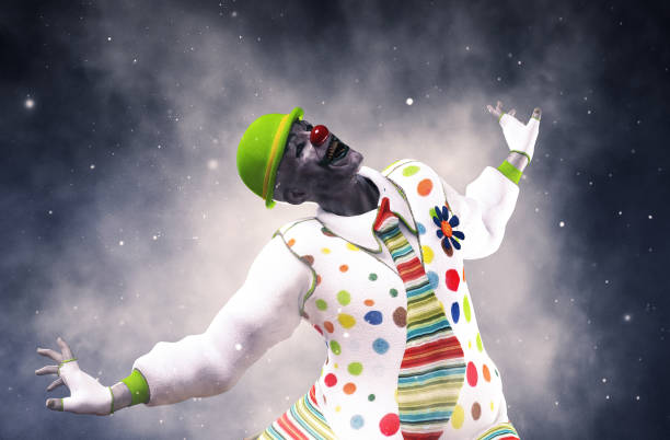 clown spaventoso di halloween - circus bizarre men make up foto e immagini stock