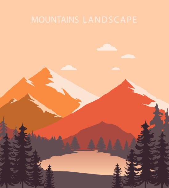 illustrazioni stock, clip art, cartoni animati e icone di tendenza di paesaggio montano - montagna illustrazioni