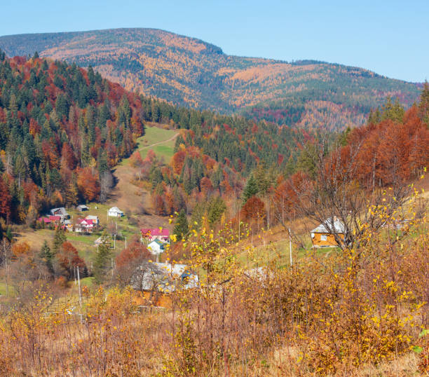 istock Autumn Carpathian village (Ukraine). 1036803770