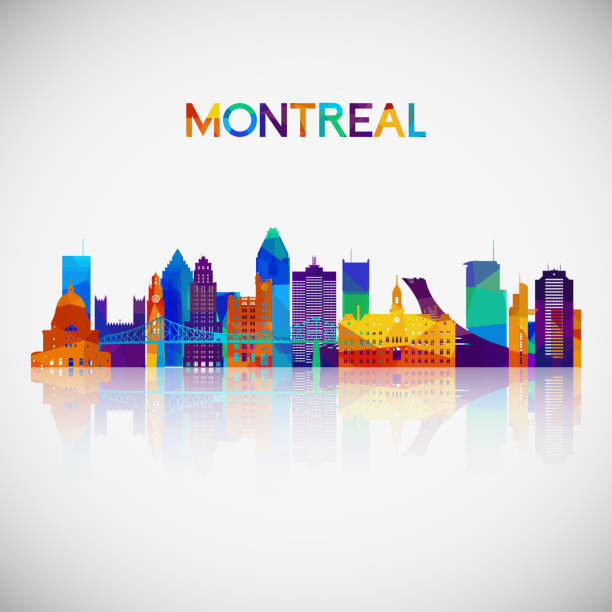 Montreal skyline silhouette in colorful geometric style. Symbol for your design. Vector illustration. Montreal skyline silhouette in colorful geometric style. Symbol for your design. Vector illustration. montreal stock illustrations